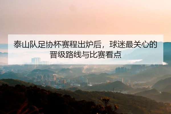 泰山队足协杯赛程出炉后，球迷最关心的晋级路线与比赛看点